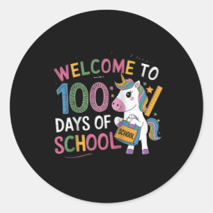 Sticker Rond 100e jour drôle tenue enseignant & élève 100 D