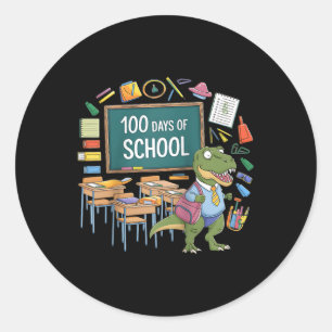 Sticker Rond 100e jour drôle tenue enseignant & élève 100 D