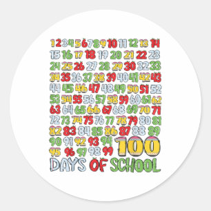 Sticker Rond 100ème Jour De Chemise D'École 100 Jours De Maths