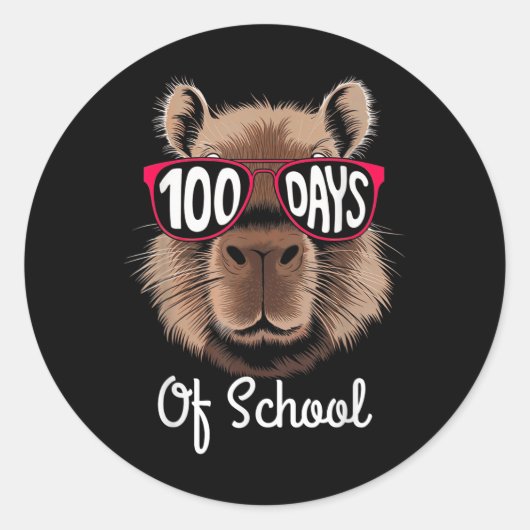 Sticker Rond 100ème Jour De Cool D'École Capybara 100 Jours Plu (Devant)