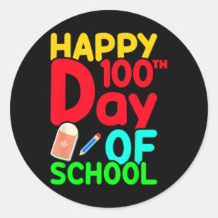 Sticker Rond 100ème Jour De L'École 100 Jours Jolies Étudiants