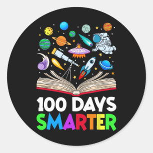 Sticker Rond 100ème Jour De L'École Astronaut Livres Espace 100