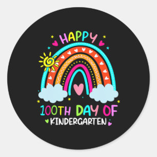 Sticker Rond 100ème Jour De L'École De Jardin D'Enfant Arc En C