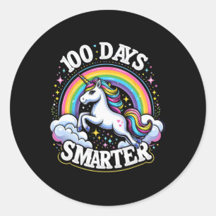 Sticker Rond 100ème Jour De L'École Unicorne 100 Jours Smarter