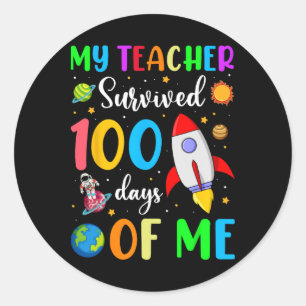 Sticker Rond 100ème Jour D'École Mon Enseignant Survivait 100 J