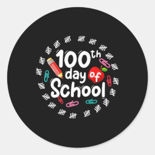 Sticker Rond 100ème Jour D'École Pour Enseignants Enfants 100 J