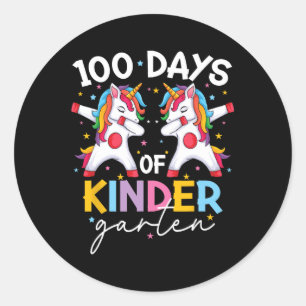 Sticker Rond 100ème Jour Filles Enfants Unicorn 100 Jours De L'