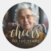 Sticker Rond 100th Birthday Party Photo Cheers (Devant)