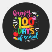Sticker Rond 100th Day Of School Happy 100 Days Teachers Boy Gi (Devant)