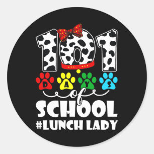 Sticker Rond 101 Jours Déjeuner Lady Mignonne Amoureux des chie