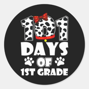 Sticker Rond 101 Jours École 1ère année Chien 100 Jours Smarter