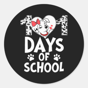Sticker Rond 101 Jours École Cute Chien Heureux 100 Jours Ensei