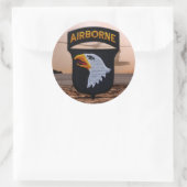 Sticker Rond 101e division aéroportée criant un timbre d'aigle (Sac)