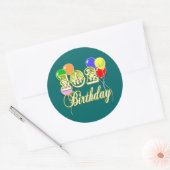 Sticker Rond 102e anniversaire avec ballons (Enveloppe)