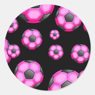 STICKER ROND 107 ÉQUIPE DE SPORT ROSE SOCCER BALL