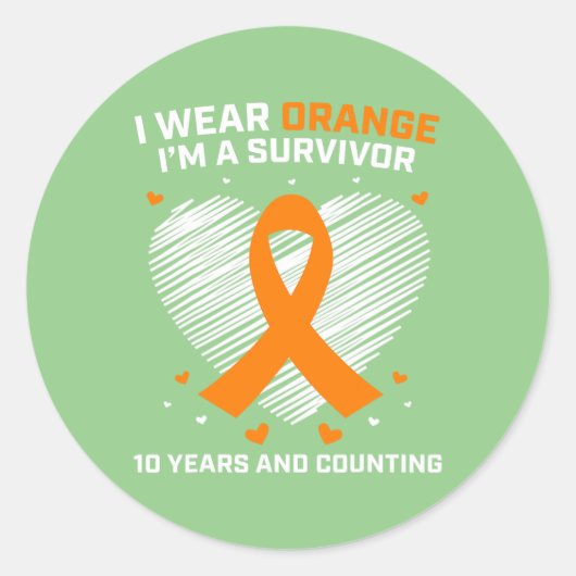 Sticker Rond 10 ans Cancer Libre Leucémie Survivant Cadeaux Ora (Devant)
