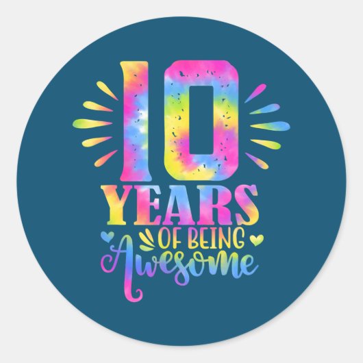 Sticker Rond 10 ans d'être génial 10e anniversaire fille (Devant)