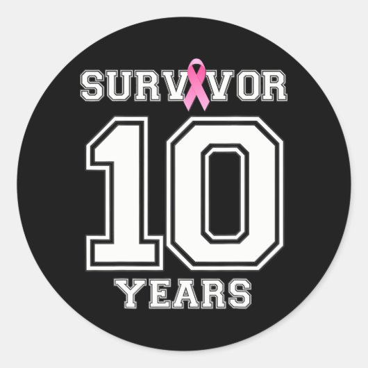 Sticker Rond 10 Ans Survivant Du Cancer Du Sein Pour Les Femmes (Devant)