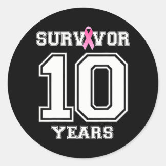 Sticker Rond 10 Ans Survivant Du Cancer Du Sein Pour Les Femmes