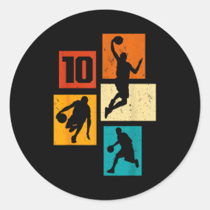 Sticker Rond 10 Basketball 10e joueur de basket-ball âgé de ans