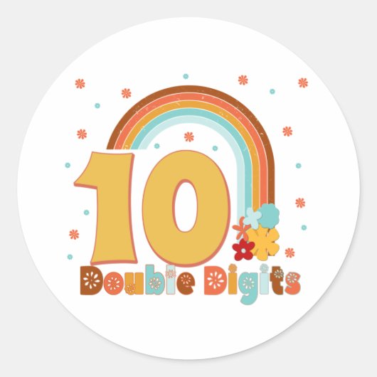 Sticker Rond 10 CHIFFRES Double Anniversaire Fille Fête Super (Devant)