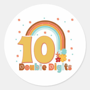 Sticker Rond 10 CHIFFRES Double Anniversaire Fille Fête Super