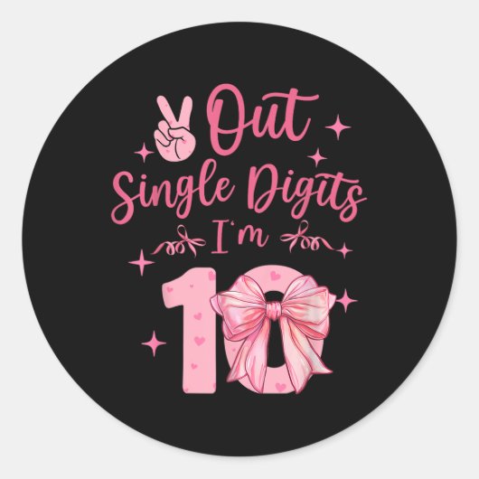 Sticker Rond 10 Chiffres doubles 10e Anniversaire Coquette 10 A (Devant)