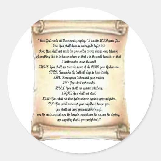 Sticker Rond 10 commandements (Devant)