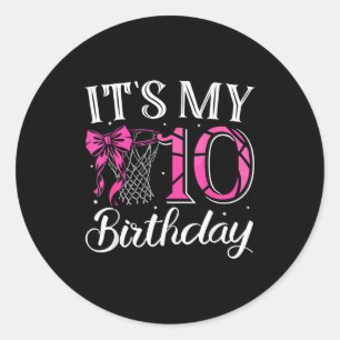 Sticker Rond 10 dix anniversaire coquette basket-ball fille ann
