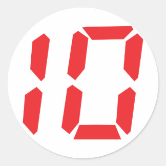 Sticker Rond 10 dix réveil rouge numéro numérique