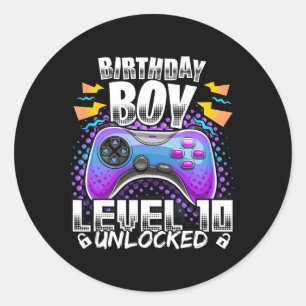 Sticker Rond 10 Jeu vidéo déverrouillé 10e anniversaire Gamer B