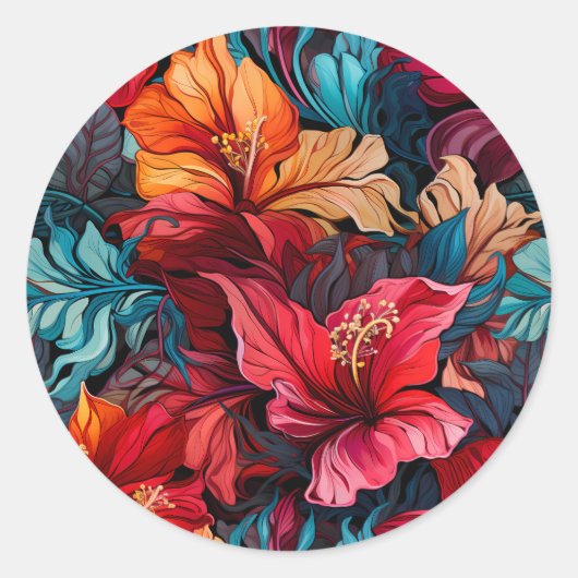 Sticker Rond #10 Motif floral (Devant)
