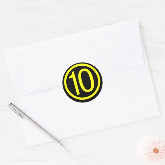 Sticker Rond 10 - numéro dix (Enveloppe)