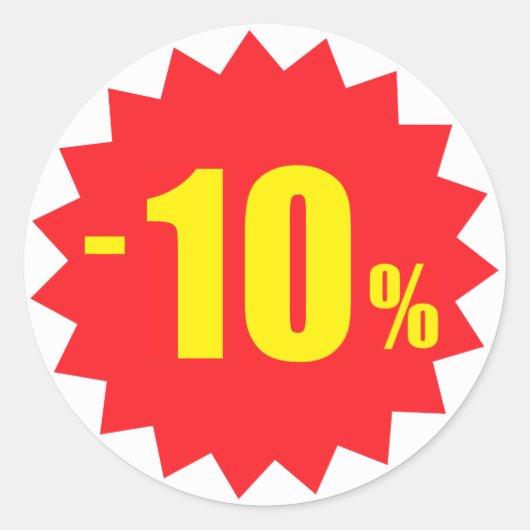 Sticker Rond 10 pour cent d'autocollants de remise vente, blanc (Devant)