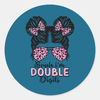 Sticker Rond 10 years old birthday bruh double digits 10th