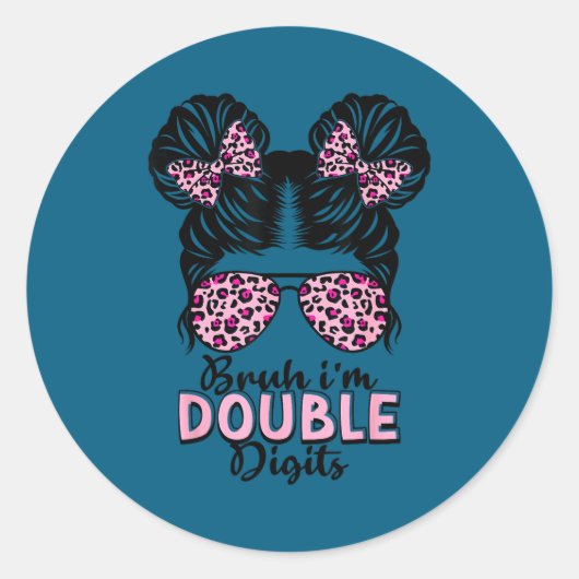 Sticker Rond 10 years old birthday bruh double digits 10th (Devant)