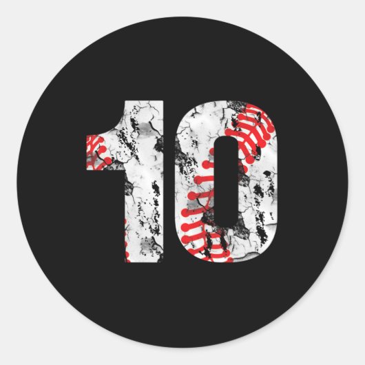 Sticker Rond 10 Years Old Gifts Number 10 Baseball 10th Birthda (Devant)