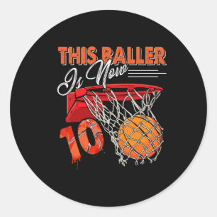 Sticker Rond 10e anniversaire Basketball Amusant 10 ans Enfants