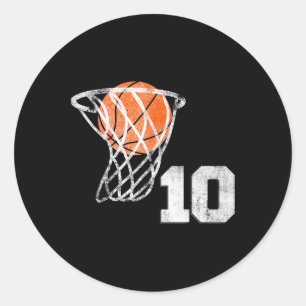 Sticker Rond 10e anniversaire Basketball Dix garçons de 10 ans
