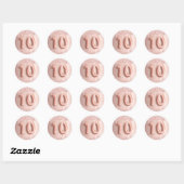 Sticker Rond 10e anniversaire blush rose parties scintillant or (Feuille)
