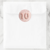 Sticker Rond 10e anniversaire blush rose parties scintillant or (Sac)