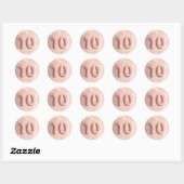 Sticker Rond 10e anniversaire blush rose parties scintillant or (Feuille)