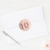 Sticker Rond 10e anniversaire blush rose parties scintillant or (Enveloppe)