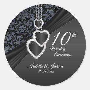 Sticker Rond 10e anniversaire du Mariage de l'Onyx noir
