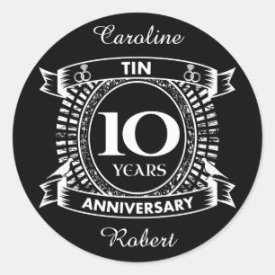 Sticker Rond 10e anniversaire du mariage étain