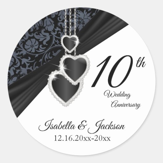 Sticker Rond 10e anniversaire du Mariage Onyx (Devant)