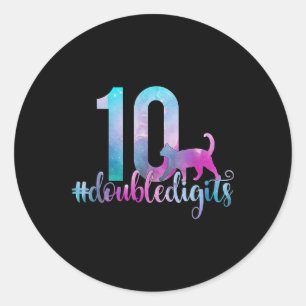 Sticker Rond 10e anniversaire fille double chiffres filles dix