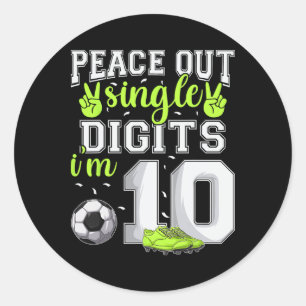 Sticker Rond 10e anniversaire garçons football Peace Out chiffr