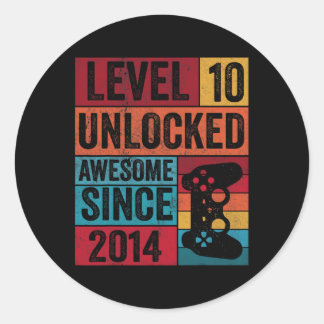 Sticker Rond 10ème Déverrouillé Un Jeu Rétro Pour Awesome Depui