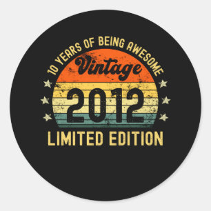 Sticker Rond 10th birthday toxits vintage 2012 limited edition